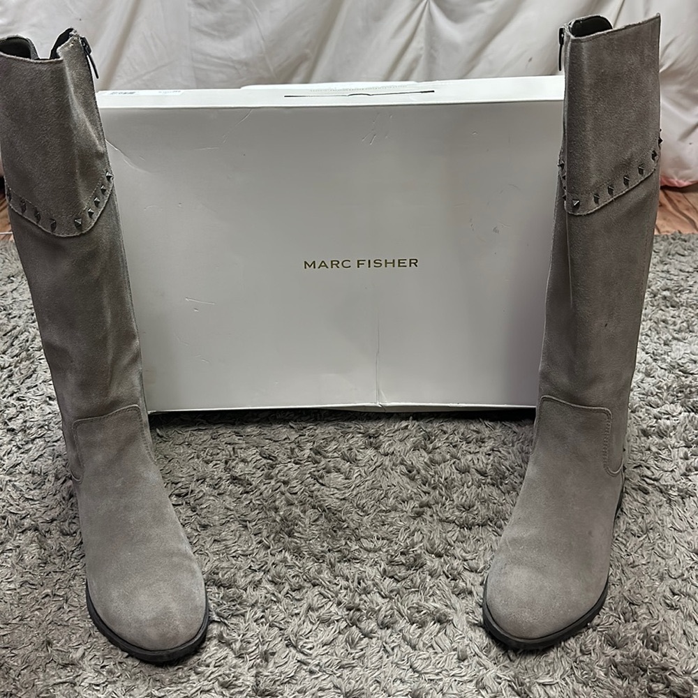 Marc Fisher Gray Suede Over-the-Knee Boots
